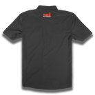 Rear view of short sleeve black airflow shirt with SCI logo on upper back